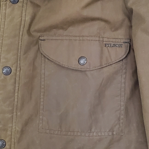 Filson waxed jacket men's XXL otter green quilt lining wool collar personalized - Picture 6 of 16